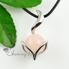 ball and leaf rose quartz tiger's eye amethyst glass opal jade silver plated natural stone pendants for necklaces design E