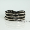 beaded leather wrap bracelets wristbands bracelets triple crystal layers bracelet design C