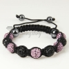 black alternating macrame disco ball pave beads bracelets design D