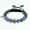 black diamond alternating macrame disco ball pave beads bracelets design B