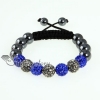 black diamond alternating macrame disco ball pave beads bracelets design A
