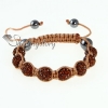 brown cord macrame disco glitter ball pave beads bracelets design C