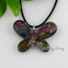 butterfly fancy color dichroic foil glass necklaces with pendants silver plated design C