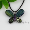 butterfly fancy color dichroic foil glass necklaces with pendants silver plated design D