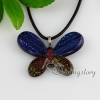 butterfly fancy color dichroic foil glass necklaces with pendants silver plated design E
