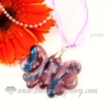 butterfly foil lampwork murano glass necklaces pendants jewelry purple
