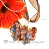 butterfly foil lampwork murano glass necklaces pendants jewelry brown