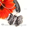 butterfly foil lampwork murano glass necklaces pendants jewelry black