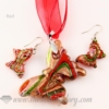 butterfly foil venetian murano glass pendants and earrings jewelry light red