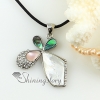 butterfly white oyster rainbow abalone pink oyster yellow oyster shell rhinestone pendant necklace design B