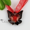 butterfly with flowers inside glitter lampwork murano italian venetian handmade glass necklaces pendants red