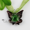butterfly with flowers inside glitter lampwork murano italian venetian handmade glass necklaces pendants green