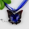 butterfly with flowers inside glitter lampwork murano italian venetian handmade glass necklaces pendants blue