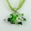 cat murano glass necklaces pendants flowers inside lampwork design E