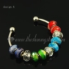 charms bangle bracelets with rainbow crystal big hole beads design A