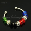 charms bangle bracelets with rainbow crystal big hole beads design B