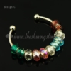 charms bangle bracelets with rainbow crystal big hole beads design C