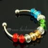 charms bangle bracelets with rainbow crystal big hole beads design D