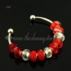 charms bangle bracelets with rainbow crystal big hole beads red