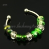 charms bangle bracelets with rainbow crystal big hole beads green