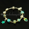 charms bracelets with european enamel beads light blue