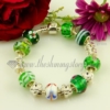 charms bracelets with lampwork glass large hole beads green