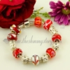 charms bracelets with lampwork glass large hole beads red