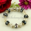 charms bracelets with lampwork glass large hole beads black