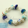 charms bracelets with lampwork glass large hole beads light blue