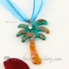 coconut tree lampwork murano glass necklaces pendants jewelry light blue