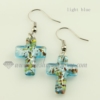 cross foil lampwork murano glass earrings jewelry light blue
