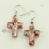 cross foil lampwork murano glass earrings jewelry red
