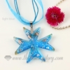 cross foil lampwork murano glass necklaces pendants jewelry light blue