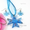 cross foil venetian murano glass pendants and earrings jewelry light blue