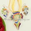 cross lines venetian murano glass pendants and earrings jewelry orange
