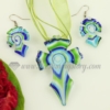 cross lines venetian murano glass pendants and earrings jewelry green