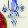 cross lines venetian murano glass pendants and earrings jewelry blue