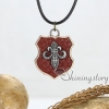 crossbones skull fleur de lis genuine leather metal necklaces with pendants design B