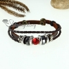 crystal charm genuine leather wrap bracelets unisex design C