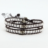 crystal silver skull bead beaded leather wrap bracelets white