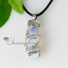 cylinder dragon semi precious stone agate tiger's-eye rose quartz glass opal necklaces pendants design F