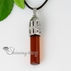 cylinder semi precious stone opal glass agate necklaces with pendants design C