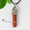 cylinder semi precious stone opal glass agate necklaces with pendants design D