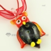 dichroic owl handmade murano glass necklaces pendants jewelry red
