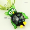 dichroic owl handmade murano glass necklaces pendants jewelry green