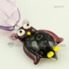 dichroic owl handmade murano glass necklaces pendants jewelry purple