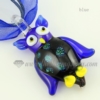 dichroic owl handmade murano glass necklaces pendants jewelry blue