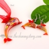 dolphin foil venetian murano glass pendants and earrings jewelry red
