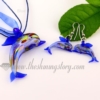 dolphin foil venetian murano glass pendants and earrings jewelry blue