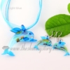 dolphin foil venetian murano glass pendants and earrings jewelry light blue